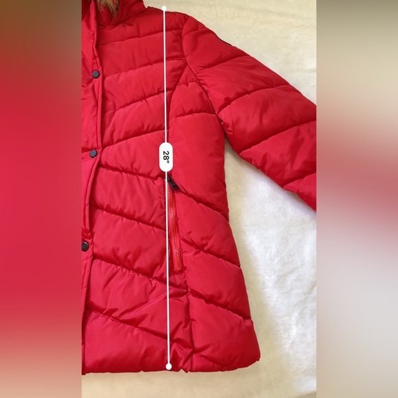Madden Girl Red Puffer Jacket Faux Fur Hood XXL Juniors | Winter Cozy Chic - Picture 6 of 15